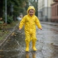 thumbnail image 2 of mgoYE Boys Rain Jacket Size 12 Toddler Kids Rain Suit for Boys Girls One Piece Hoodie Waterproof Coverall Lightweight Rain Jacket(Yellow,6-7 Years), 2 of 7