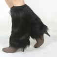 thumbnail image 3 of Visland Women Fur Leg Warmer, Fashion Sexy Solid Color Soft Faux Fur Furry Plush Winter Leg Warmer Boot Cuffs Cover, 3 of 7