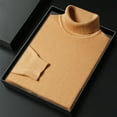 thumbnail image 5 of SERTG Men's High Neck Pullover Solid Color Long Sleeve Fall Winter Warm Thermal Knit Sweater Men's Sweaters(Khaki,2XL), 5 of 6
