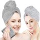 thumbnail image 3 of Paquete de 2 toallas para el cabello, toallas suaves para secar el cabello con botón, turbante para el cabello de secado rápido, 3 of 5