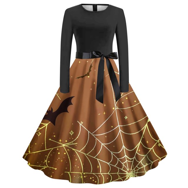 Long Sleeve Dress,Long Dress for Women Summer,Womens Fashion Casual Printing Long Sleeve Round-Neck Dress,Casual Summer Dress for Women,Dress for Women Casual Summer