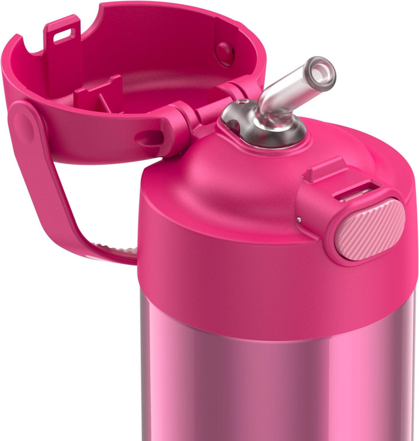 Thermos Kids Bouteille d'eau isolée sous vide avec paille rabattable, 355 ml, rose Rose, F40123PK