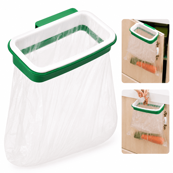 Emlimny Lunies Over The Cabinet Trash Bag Holder, 8.6" x 4.9" Plastic Grocery Bag Dispenser & Under Sink Trash Can for Kitchen, Bathroom, RV, Dorm, Office