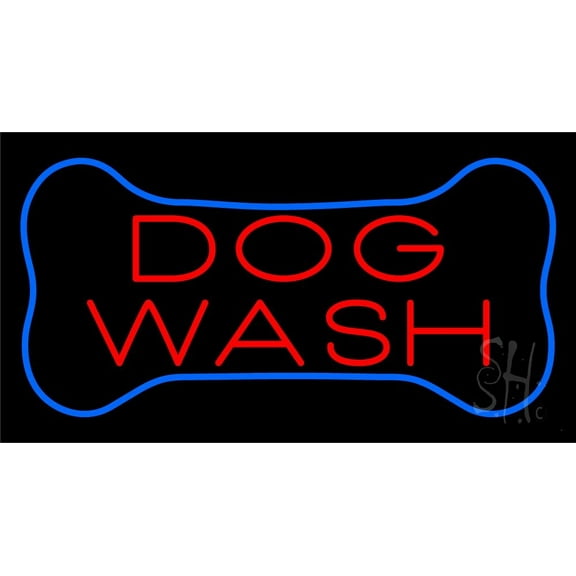 Dog Wash Block LED Neon Sign 20" Tall x 37" Wide - inches Black Square Cut Acrylic Backing, with Dimmer - Premium built indoor Sign for Club, Home décor, Event, Workshop, Storefront.