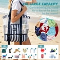 thumbnail image 3 of Tirrinia Mesh Beach Bag with Cooler Compartment, Extra Large Totes for Beach Travel, Functional Fashion Beach Bag for Women, Unique Gifts for Mom, 3 of 7