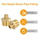 thumbnail image 4 of Uxcell 2pcs Hex Nipple Brass Pipe Fitting, Conector macho NPT de 1/4 x macho NPT de 3/4 con cinta PTFE, tono dorado, 4 of 6