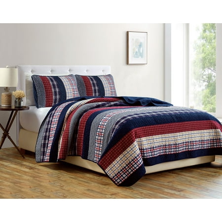 Chezmoi Collection Milton 2 Piece Plaid Checd Patchwork