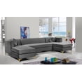 thumbnail image 3 of Meridian Furniture Graham 3pc Velvet Sectional in Gray, 3 of 16