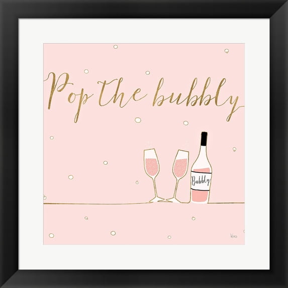 Underlined Bubbly VII Pink by Veronique Charron, Framed Wall Art, 19.5W x 19.5H