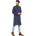 thumbnail image 3 of SKAVIJ Men's Handloom Cotton Kurta Indian Ethnic Wear Yoga Top (Medium, Blue), 3 of 6