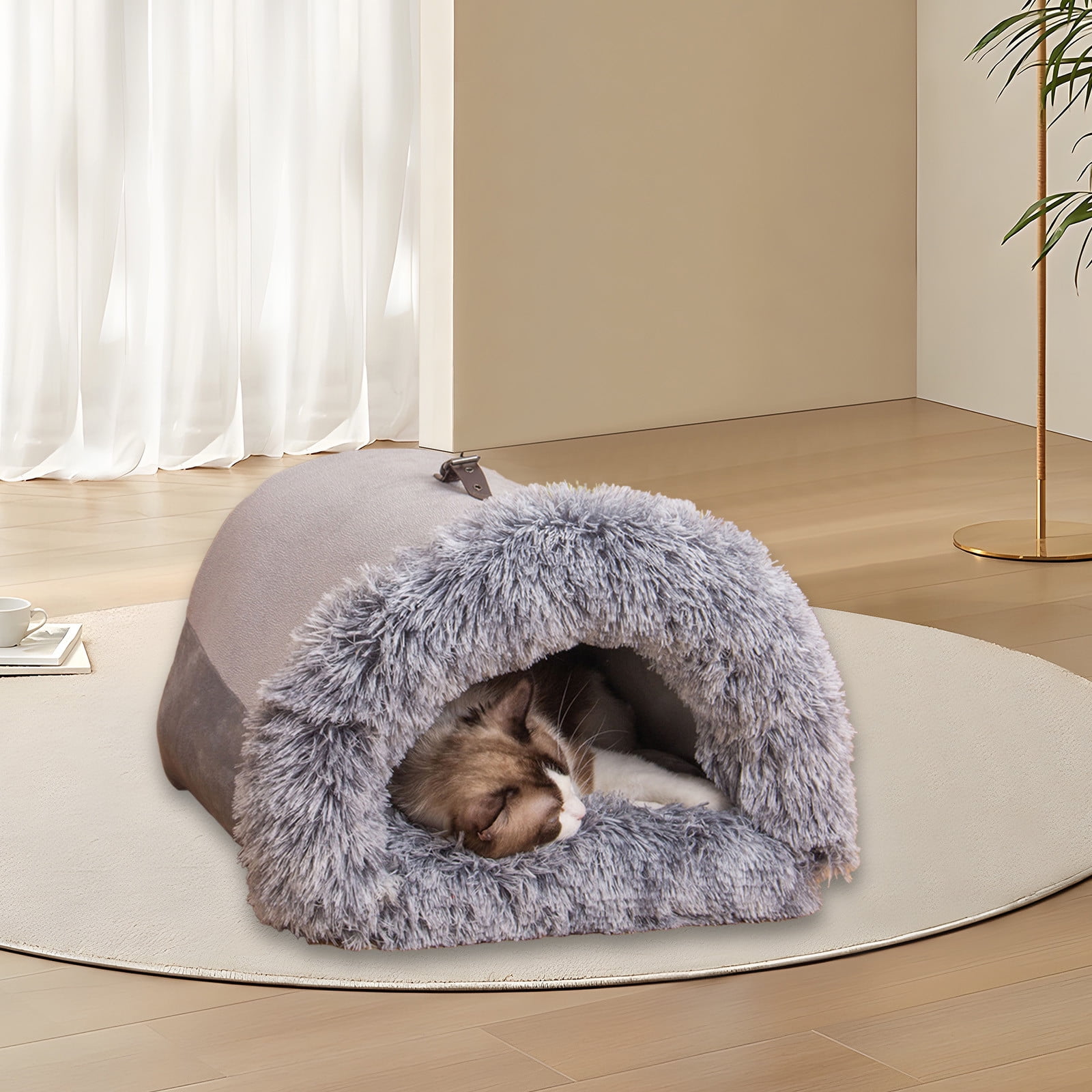 LACKUST Indoor Foldable Dog House,Dog bed for Indoor Clearance,Warm Cat House and Cushioned Puppy Cave for Small to Large Dogs and Cats,Gray