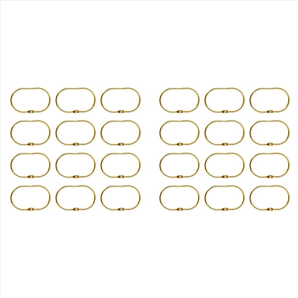 24 Piezas de Abiertos para Cortina de Ducha, Anillos Ovalados para Colgar para de Barra, Baño de Metal Dorado