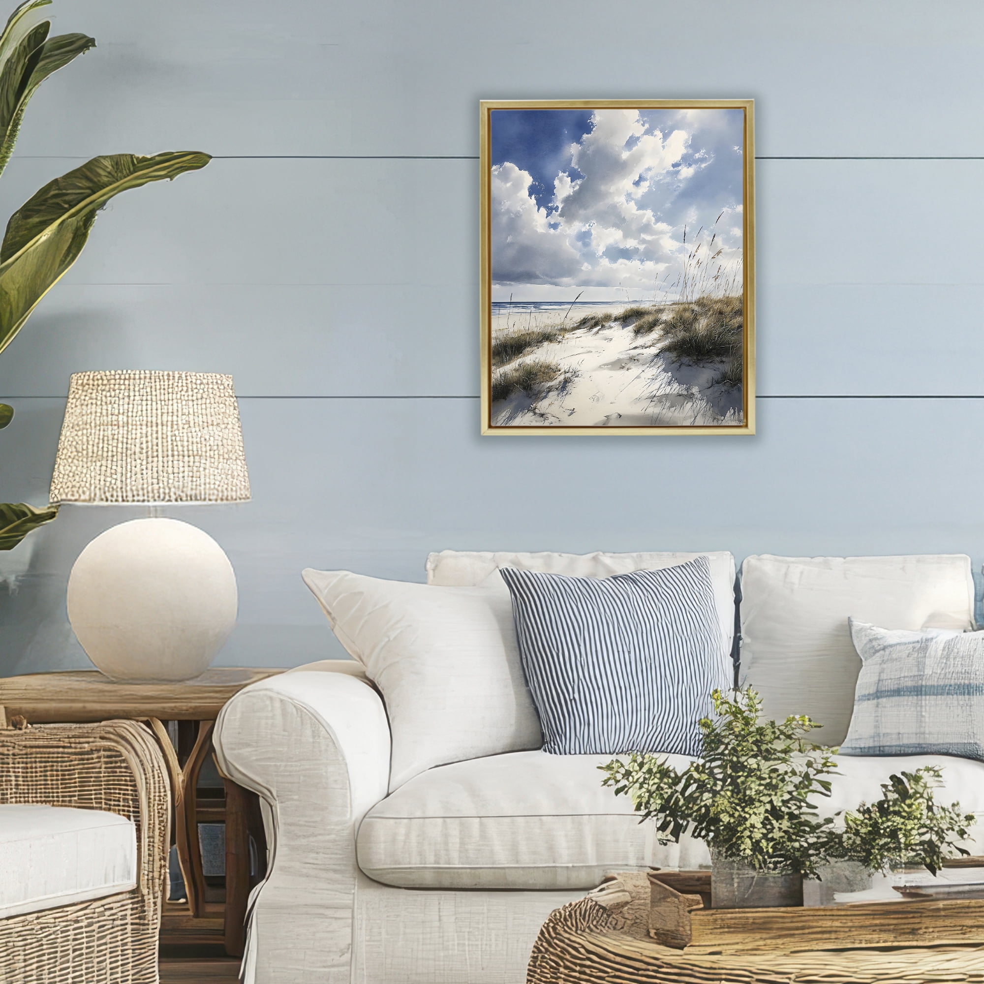 Stupell Industries Midday Sunny Beach Dunes Gold Framed Floater Canvas Wall Art, design by Franklyn Gregory