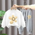thumbnail image 2 of Outfits for Boys Girls, Sweatsuits for Girl Boy Fall Winter Outfits Cotton Cute Printed Long Sleeve Top & Jogger Pants 2 Piece Set (9-10T, White 01), 2 of 3