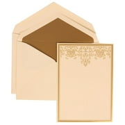 JAM Paper Wedding Invitation Set, Large, 5 1/2 x 7 3/4, Gold Heart with Jewels Set, Ivory Card with Gold Lined Envelope, 100/pack