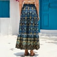 thumbnail image 2 of Women's Boho Maxi Skirt Reteo Print Elastic High Waist  Skirt Summer A Line Flowy Beach Vacation Long Skirts, 2 of 10