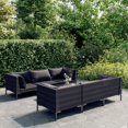 thumbnail image 1 of vidaXL 7 Piece Garden Lounge Set with Cushions Poly Rattan Dark Grey, 1 of 5
