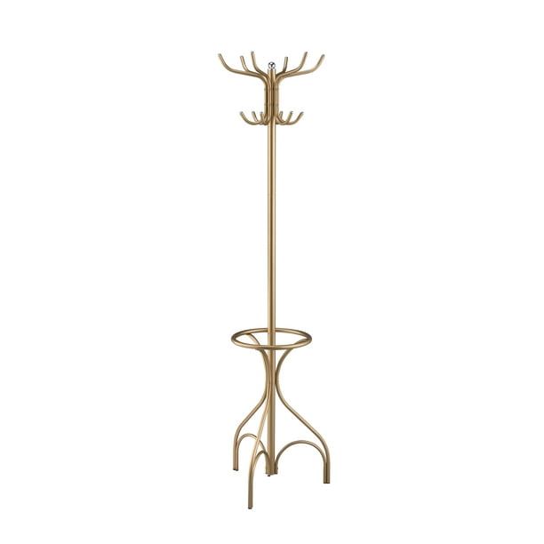 ACME Bobbi Coat Rack with 12 Hooks, Umbrella Stand, Gold