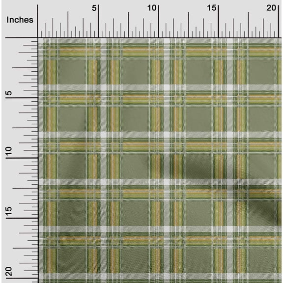 oneOone Organic Cotton Poplin Twill Fabric Tartan Check Printed Craft Fabric BTY 42 Inch Wide