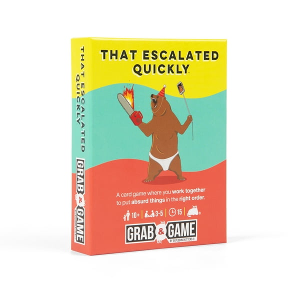 Exploding Kittens That Escalated Quickly: Grab and Game Compact Travel-Sized Card Game for 3-5 Players - Ages 10  - 15 Minutes to Play - Party Game -Family Game Night, Adult and Teen Card Game