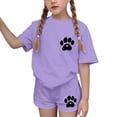 thumbnail image 4 of ITSAME Girls Outfit Sets, Loose Fit Crewneck T-Shirts and Shorts Summer Casual Fashion Clothes 2-Piece Purple Size 10, 4 of 7
