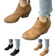 thumbnail image 4 of B91xZ Bottes de Cowboy pour Femmes Mode Chelsea Confort Talon Bas Bottines, Noir 7.5, 4 of 5