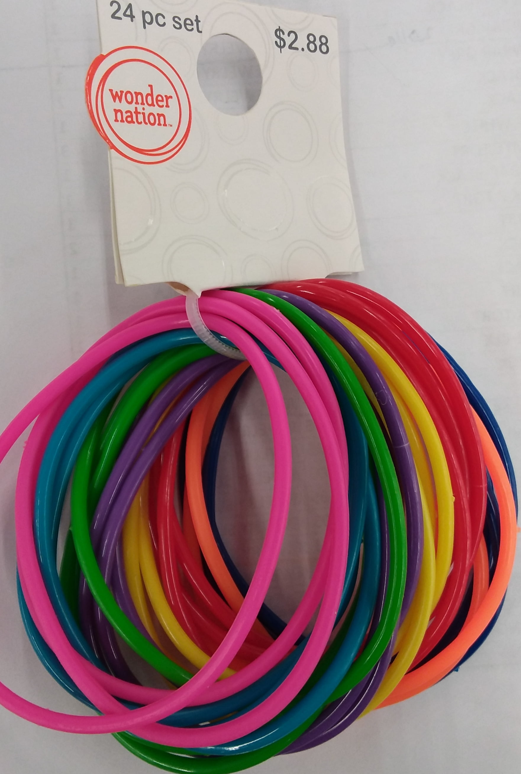 Wonder Nation Kids Multi Rubber Bracelet; 24 Pack Multi-color