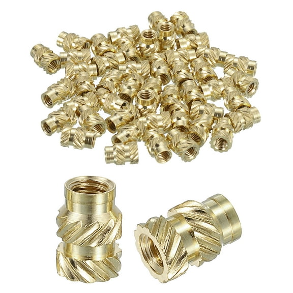 Knurled Insert Nuts, 100 Pack M3 x 7mm L x 5mm OD Brass Heat Set Insert Nuts