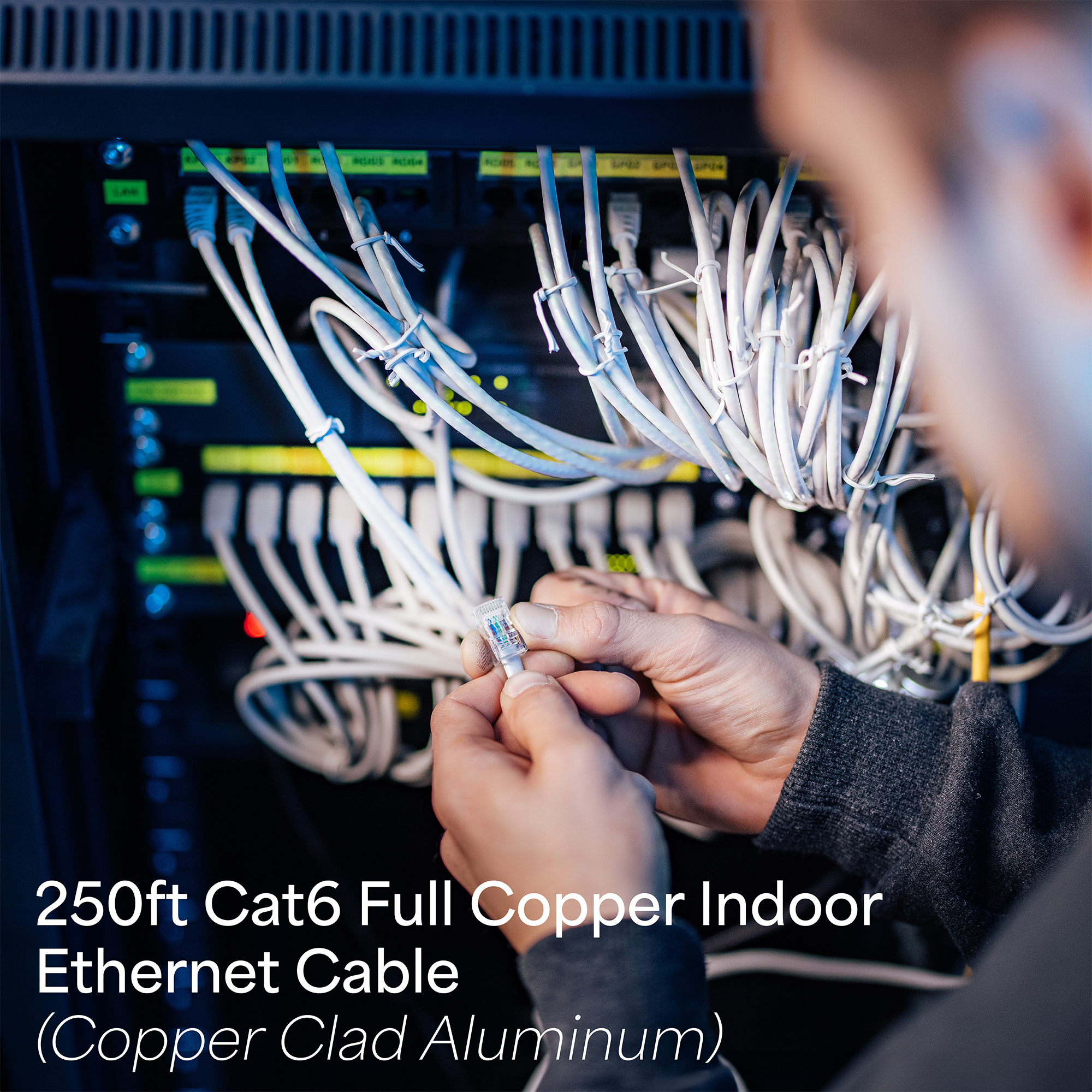 VIVO White 250ft Bulk Cat6 Copper Indoor LAN Ethernet Cable Wire UTP Pull Box