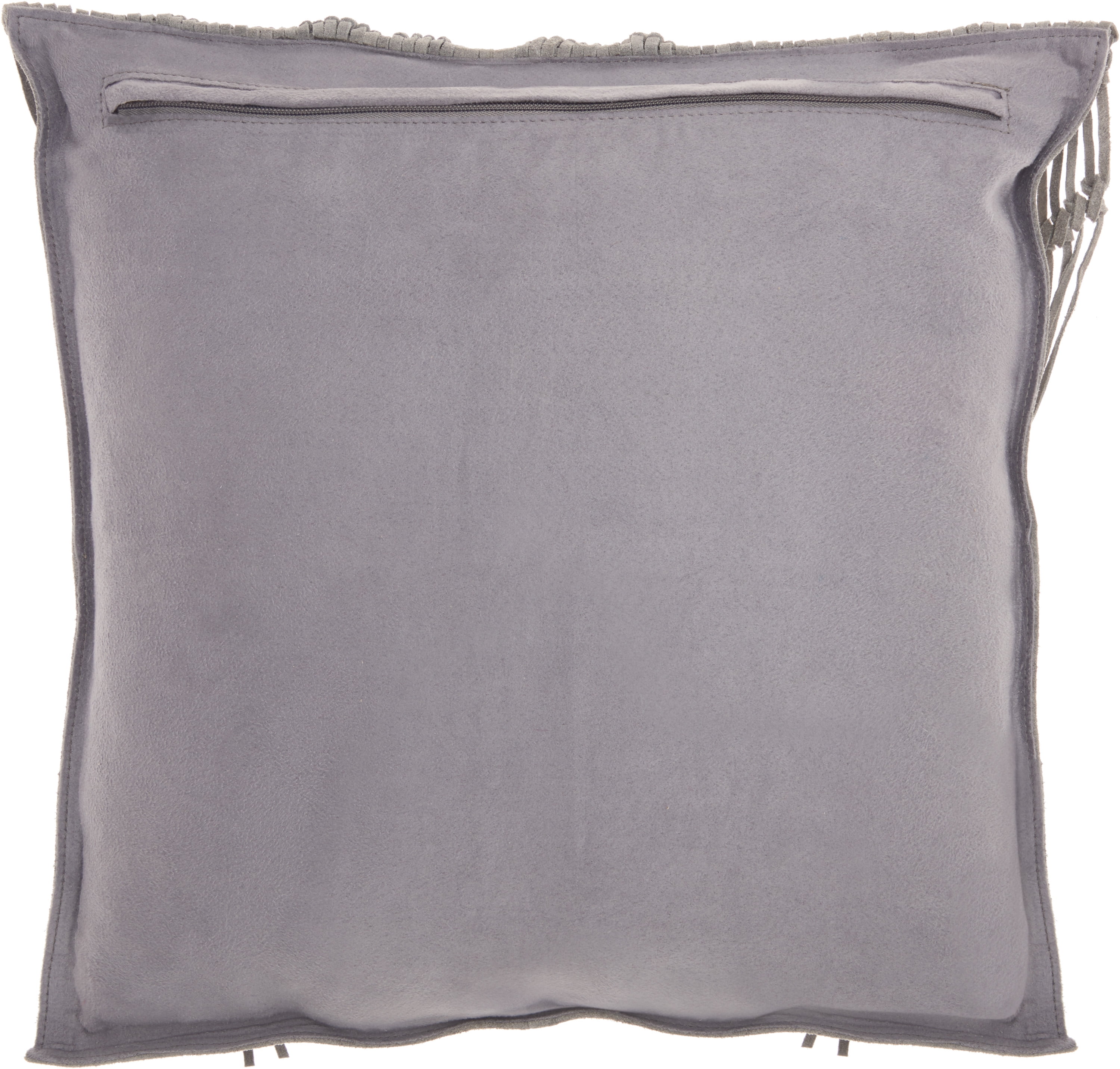 Mina Victory Couture Nat Hide Macrame Fring Tassel Grey 18" x 18" Throw Pillow