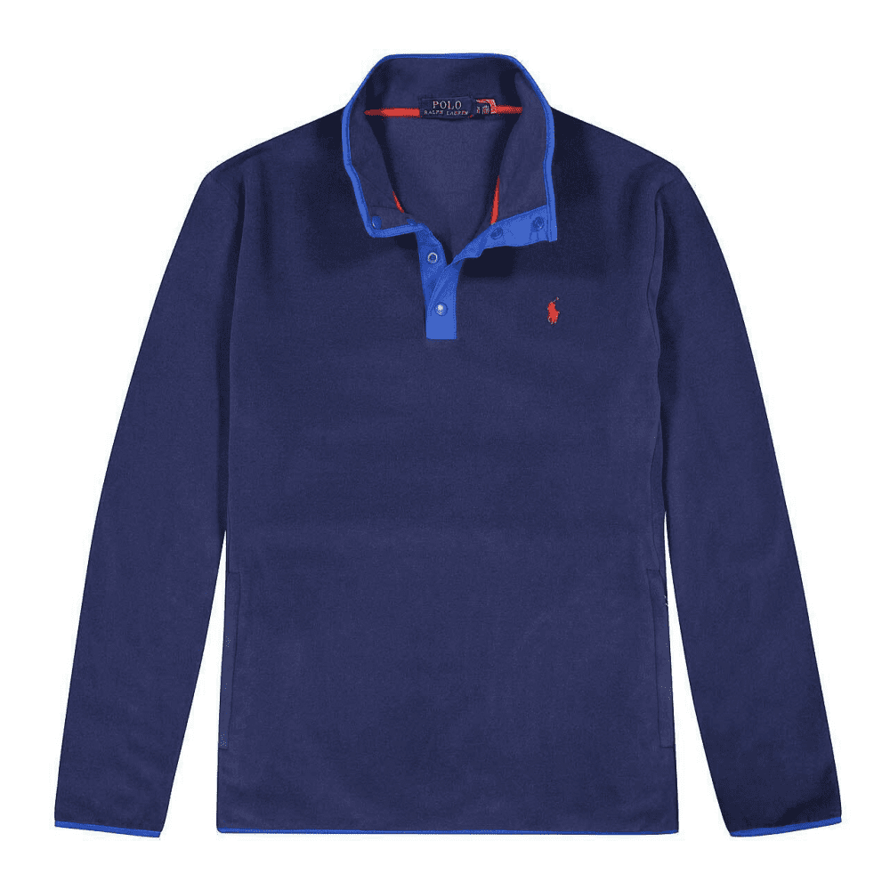 Polo Ralph Lauren RED/RUGBY ROYAL Color-Block Half-Zip Logo Jacket