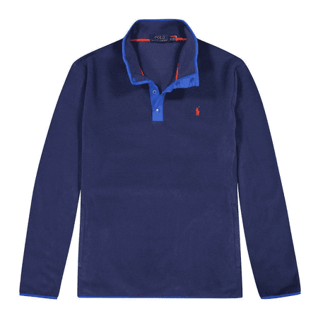 $125 Polo Ralph Lauren Mens 1/4 Snap Long Sleeve Jacket Fleece, Navy, L