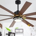 thumbnail image 2 of Chords Attic 72" Modern Black Ceiling Fan with LED Light Kit and Remote, 6-Speed Quiet DC Motor, Reversible for Large Living Rooms, 2 of 14