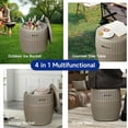 thumbnail image 4 of Outdoor Cooler Side Table, 9.5 Gallon Weather-Resistant Portable Ptio Cooler Table, Resin Rattan Round Cool Bar with Lid for Patio, Decor, Pool, Party (Gray), 4 of 14