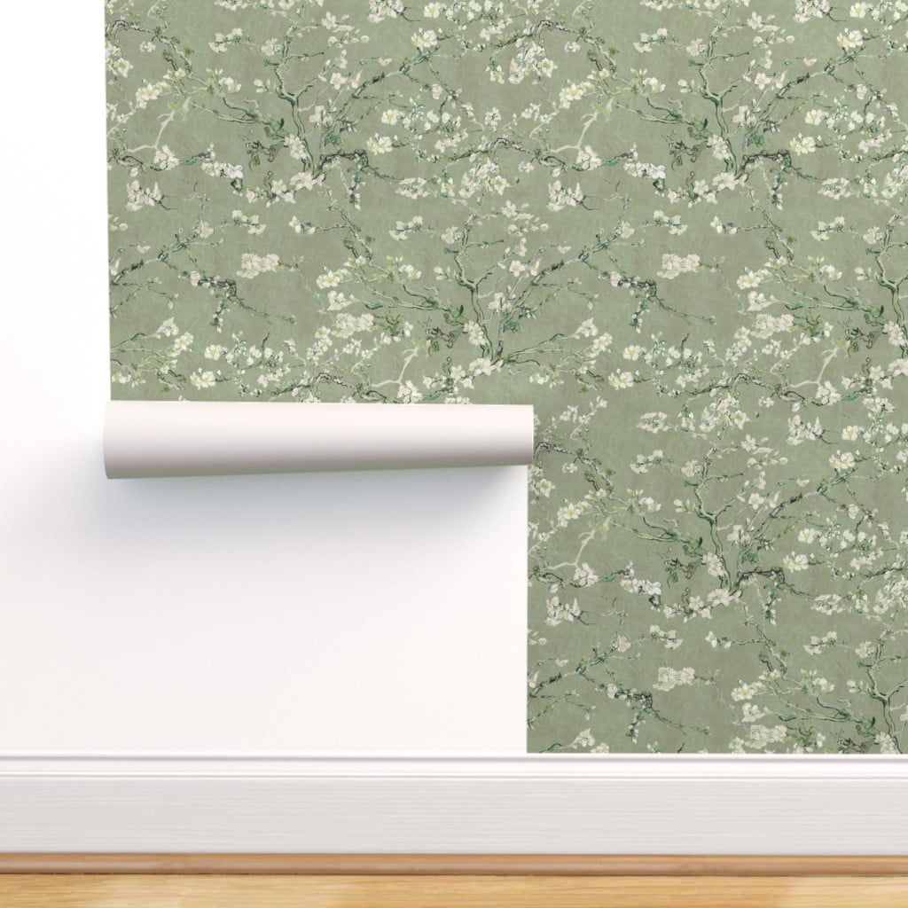 Removable Wallpaper Swatch - Almond Blossom Sage Green Vintage Inspired