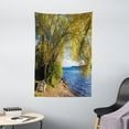 thumbnail image 1 of Nature Tapestry, Small Boat under Tree by the Lake North Island New Zealand Picturesque View, Wall Hanging for Bedroom Living Room Dorm Decor, 40W X 60L Inches, Olive Green Blue, by Ambesonne, 1 of 2