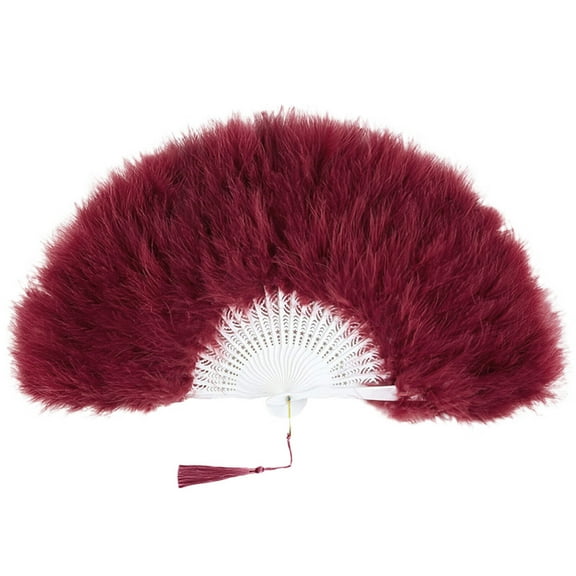 Elegant Feathered Fan Folding Design Hand Fan Perfect for Flapper Costumes Dances Performances and Themed Parties