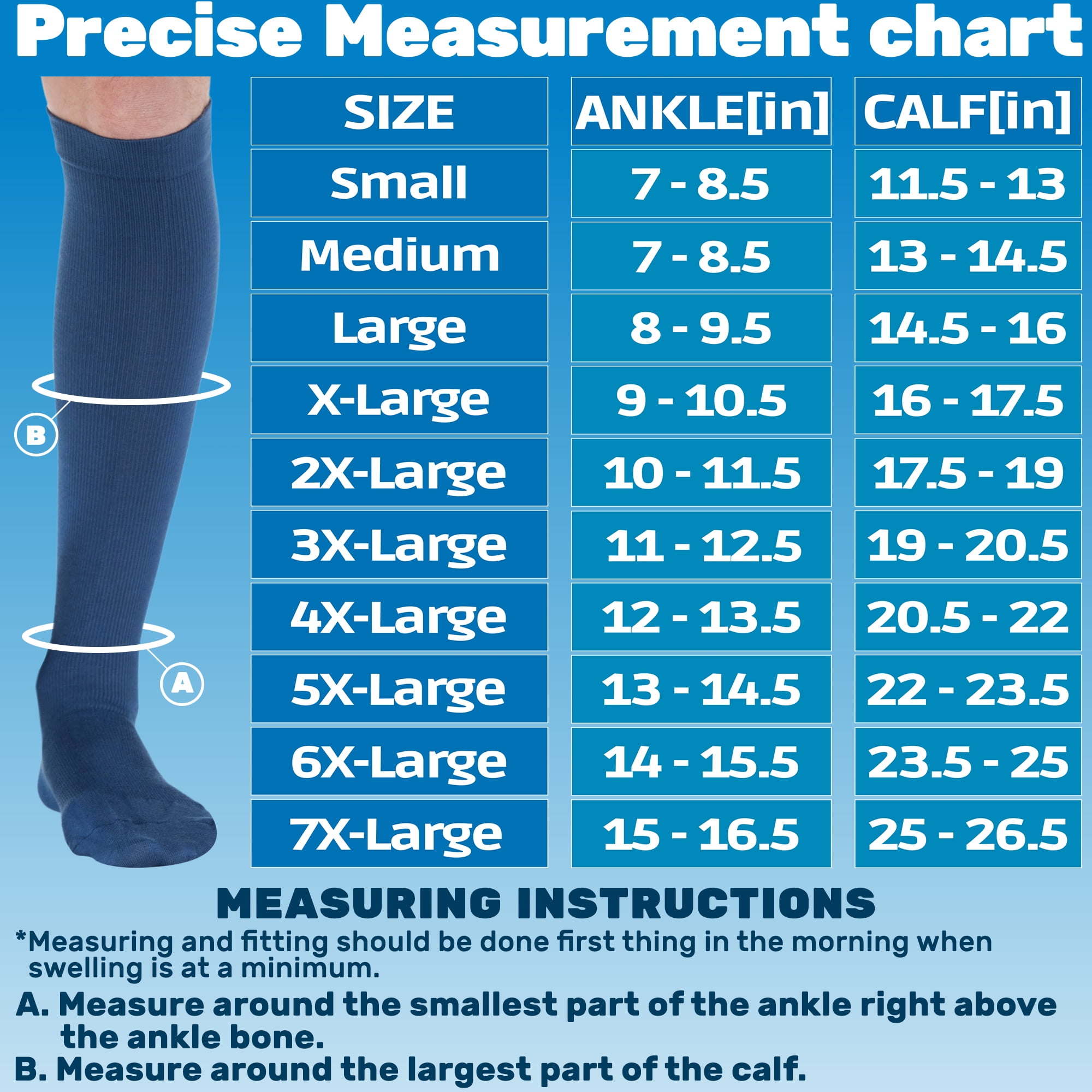 Made in USA - Men Compression Socks 20-30mmHg by Absolute Support - Navy, Small