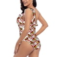 thumbnail image 6 of Daiia Santa Claus bells Snowman Women's One Piece Swimsuits Personalized One Shoulder Swimwear Asymmetric Ruffle Bathing Suits-Medium, 6 of 8