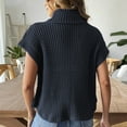 thumbnail image 6 of Htigea Women's Turtleneck Sweaters Solid Cap Sleeve Pullover Side Button Down Jumper Fall Knitted Vest Tops Navy Free Size, 6 of 6