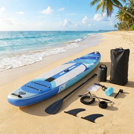 CazToi Inflatable Stand Up Paddle Board Set with SUP Accessories  Non-Slip Deck 10.6Ft PVC Blow Up Paddle Board for Youth & Adults