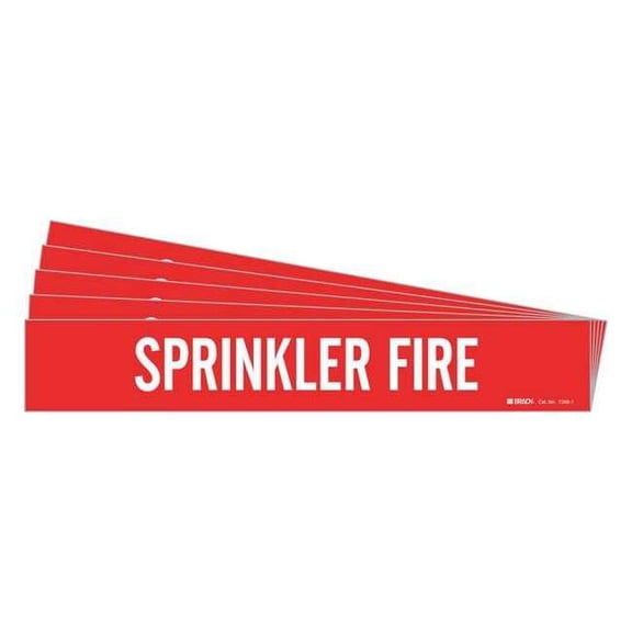 Brady Pipe Marker,White,Sprinkler Fire,PK5, 7268-1-PK 7268-1-PK