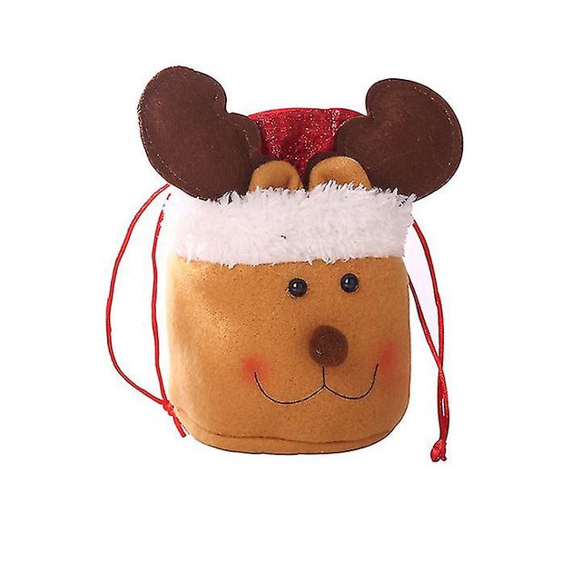 Bolsas de regalo de Navidad, con cordón Bolsas de regalo de Navidad de tela reutilizables, para regalos y decoraciones Muñeco de nieve súper lindo Papá Noel Ciervo