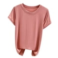 thumbnail image 1 of Birdeem Blouses pour Femmes Col Rond Uni Manches Courtes Haut/chemise, 1 of 12