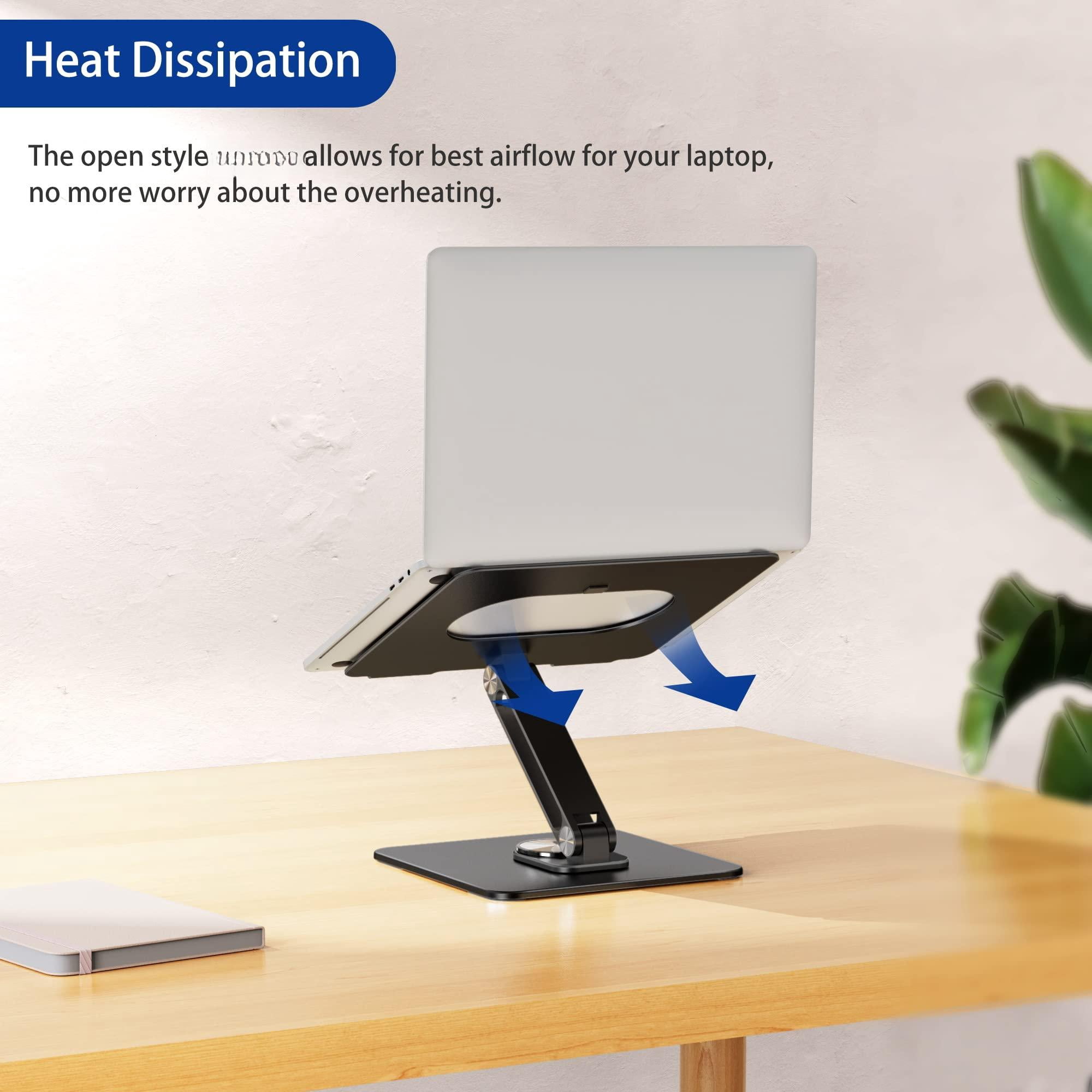 Lsx7 Laptop Stand With 360 Rotating Base  Ergonomic Adjustable Notebook Riser Foldable Computer Holder Compatible 10-15.6" Laptops (black)
