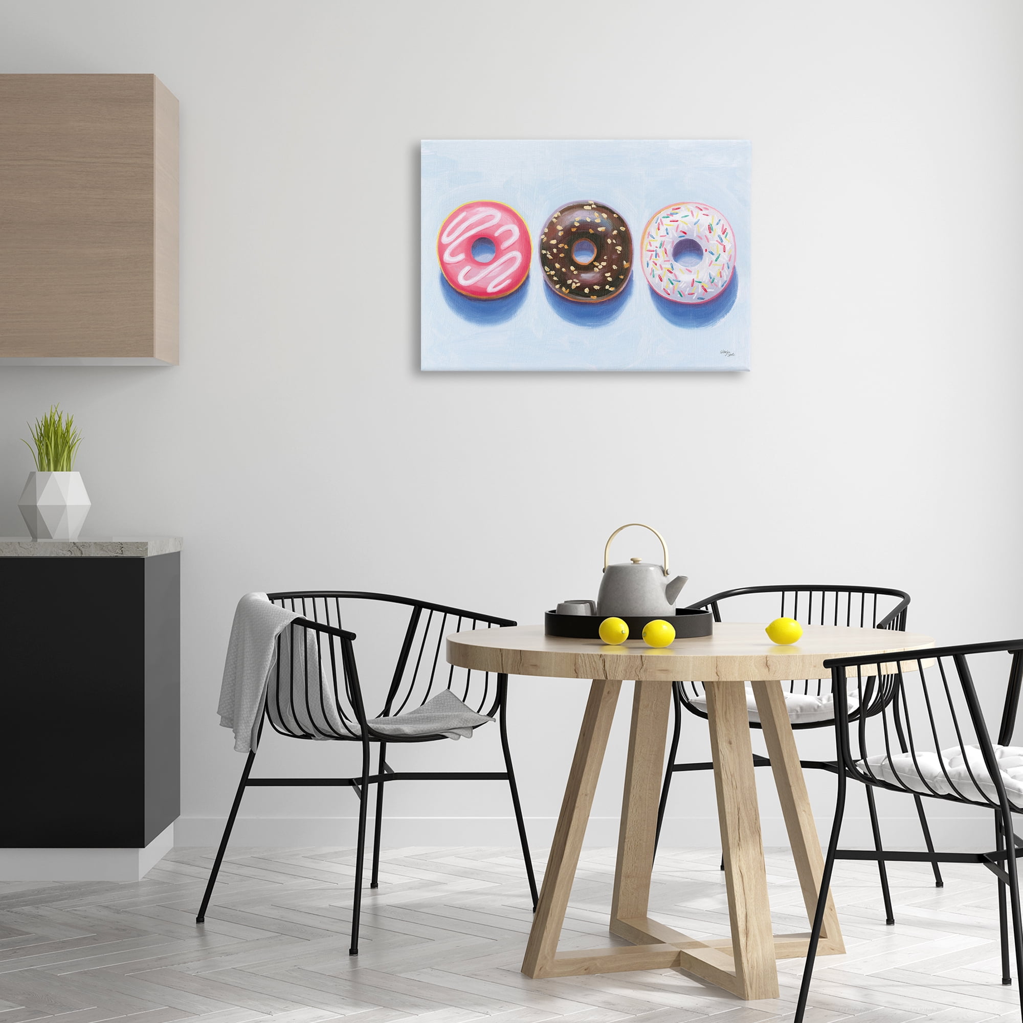Stupell Industries Three Doughnuts Trio Food & Beverage Painting Wrapped Canvas Art Print Wall Art, 30 x 20