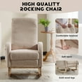 thumbnail image 5 of CQSXDA Modern Accent Rocking Chair with Solid Wood Legs and Side Pocket Upholstered Nursery Glider for Any Room, Beige, 5 of 19