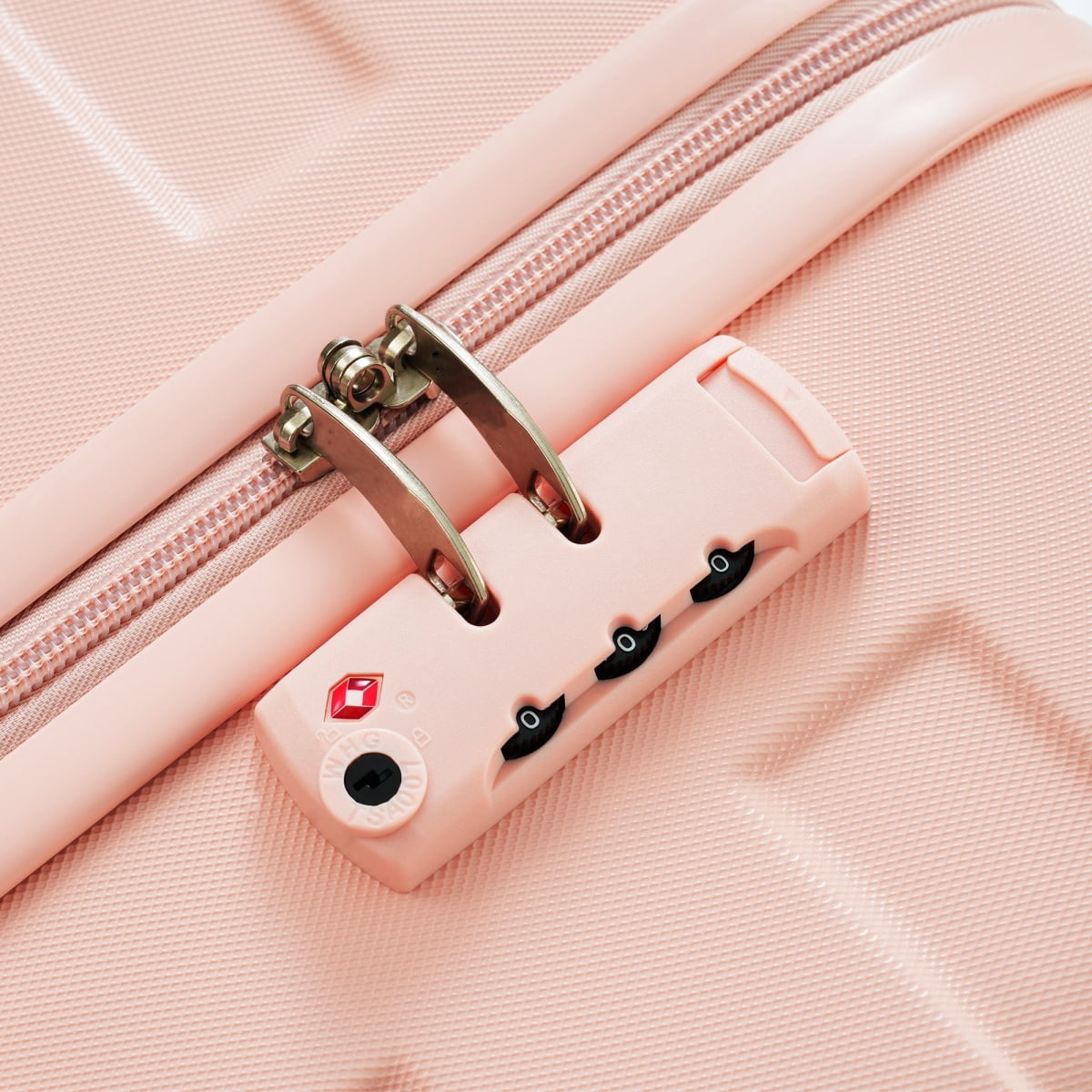 3 Piece ABS Hardshell Luggage Set Lightweight Spinner Wheels TSA Lock Pink