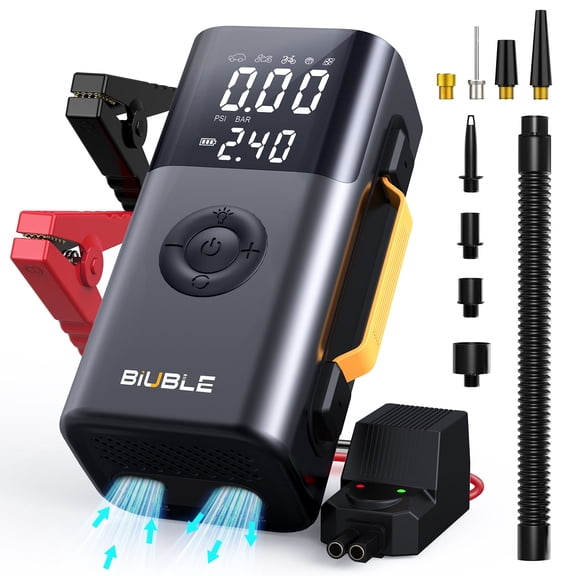 8500A Multi-function Car Jump Starter with Air Inflator/Deflator Compressor, 7-in-1 Car Battery Jump Starter with LED Emergency Light,Portable Car Jump Starter for Gasoline or Diesel