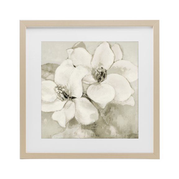 Stupell Industries Cottage Subtle Beige Magnolias Birch Framed Print Under Glass, 13 x 13, by Lanie Loreth